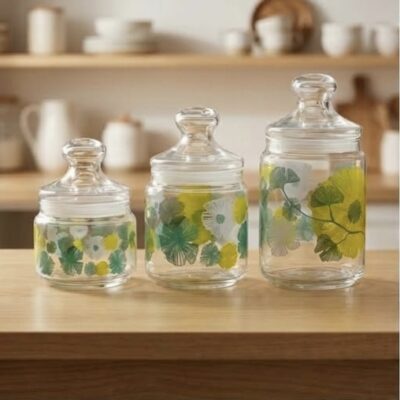 luminarc blissful blooms pot club 3pcs jar set.
