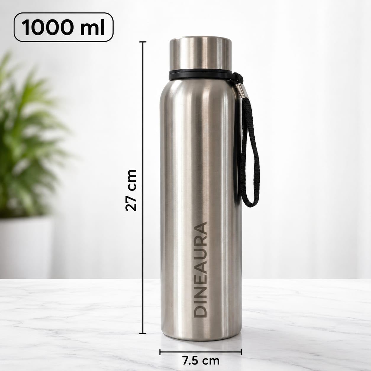 stainless steel water bottle 1000ml | single wall fridge bottle | leak proof cap | bpa free | office, gym & travel bottle (silver) stainless steel water bottle 1000ml | single wall fridge bottle | leak proof cap | bpa free | office, gym & travel bottle (silver)