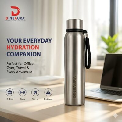 stainless steel water bottle 1000ml | single wall fridge bottle | leak proof cap | bpa free | office, gym & travel bottle (silver)