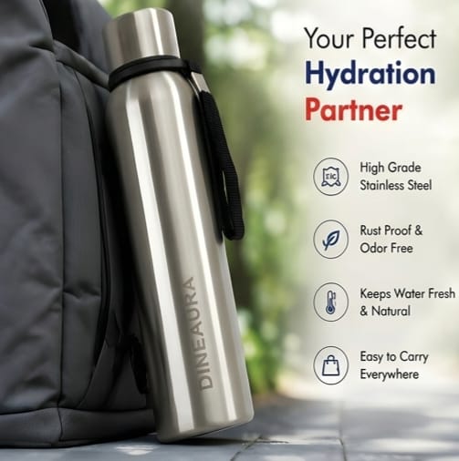 stainless steel water bottle 1000ml | single wall fridge bottle | leak proof cap | bpa free | office, gym & travel bottle (silver) stainless steel water bottle 1000ml | single wall fridge bottle | leak proof cap | bpa free | office, gym & travel bottle (silver)