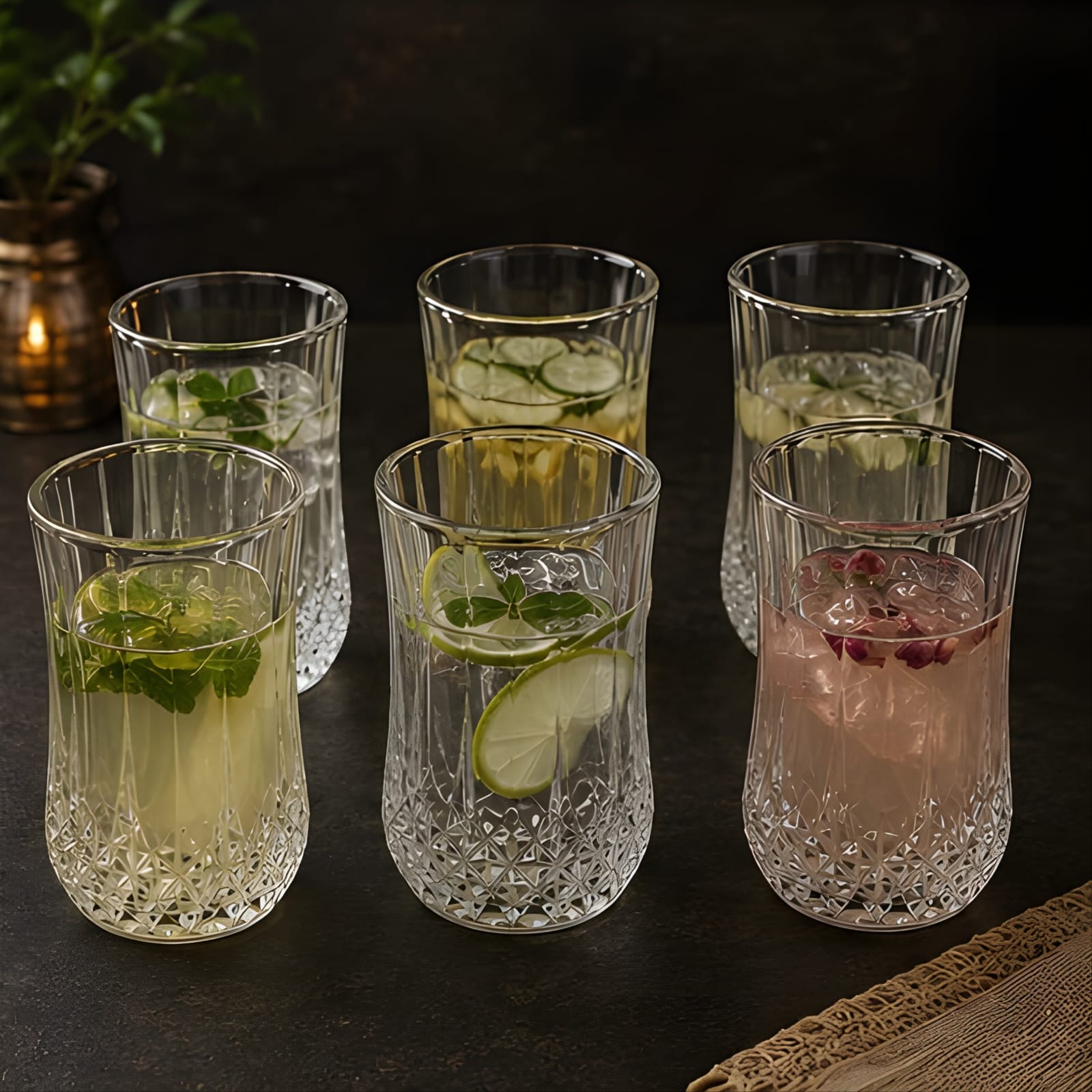 dineaura diamond glass set of 6 | 300ml water juice drinking glasses set dineaura diamond glass set of 6 | 300ml water juice drinking glasses set