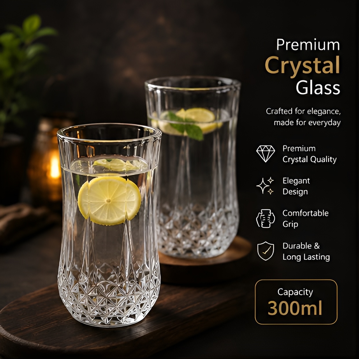 dineaura diamond glass set of 6 | 300ml water juice drinking glasses set dineaura diamond glass set of 6 | 300ml water juice drinking glasses set