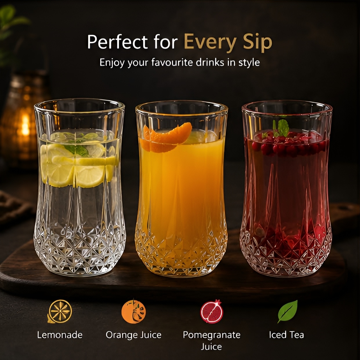 dineaura diamond glass set of 6 | 300ml water juice drinking glasses set dineaura diamond glass set of 6 | 300ml water juice drinking glasses set