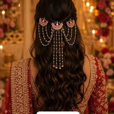 Kundan Hair Brooches with Pearl Drape Chains Kundan Hair Brooches with Pearl Drape Chains