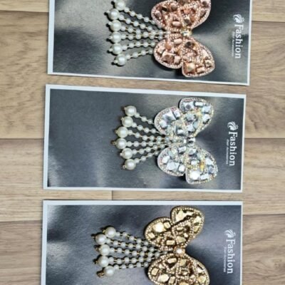 Stone Bow Hair Clips with Pearl Tassels Stone Bow Hair Clips with Pearl Tassels