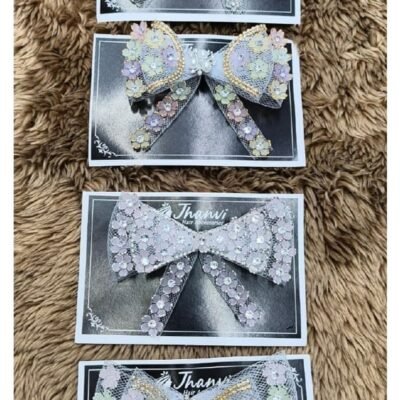 Floral Net Bow Hair Clips