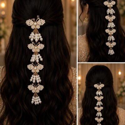 Pearl Butterfly Chain Hair Accessory with Tassels