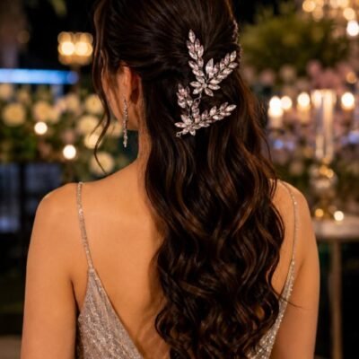 Floral Pearl Drape Hair Clip
