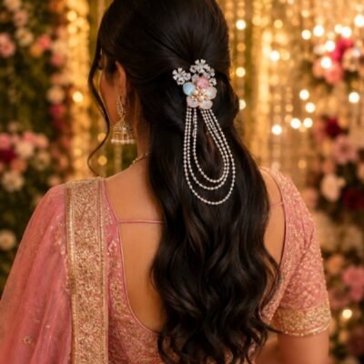 Floral Pastel Pearl Strand Hair Drape